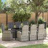 vidaXL Garden Dining Set with Cushion 9 pcs Grey Poly Rattan