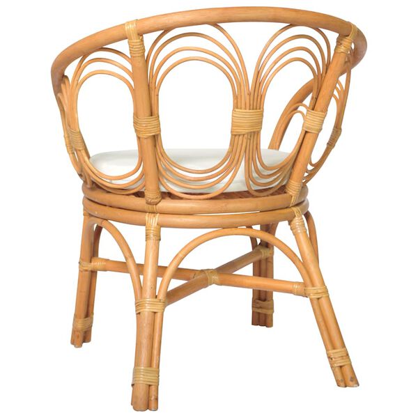 vidaXL Dining Chair Light brown, Cream white Natural rattan, Linen