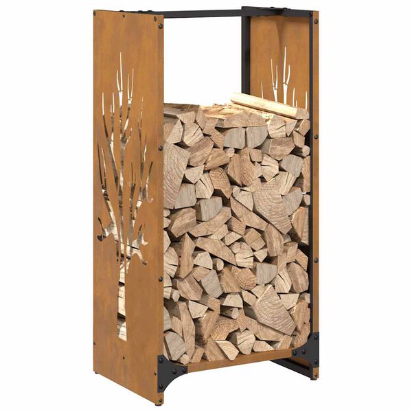 vidaXL Firewood Rack 15.7x11.8x31.5" Weathering Steel