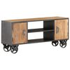 vidaXL TV Cabinet Natural wood with grey steel finish