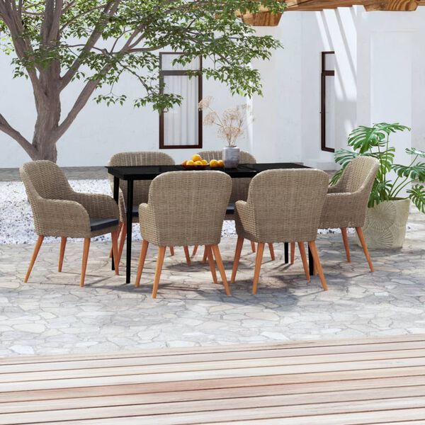 vidaXL Garden Dining Set Brown and Black