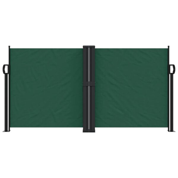vidaXL Retractable Side Awning Dark Green 100% polyester with PU coating