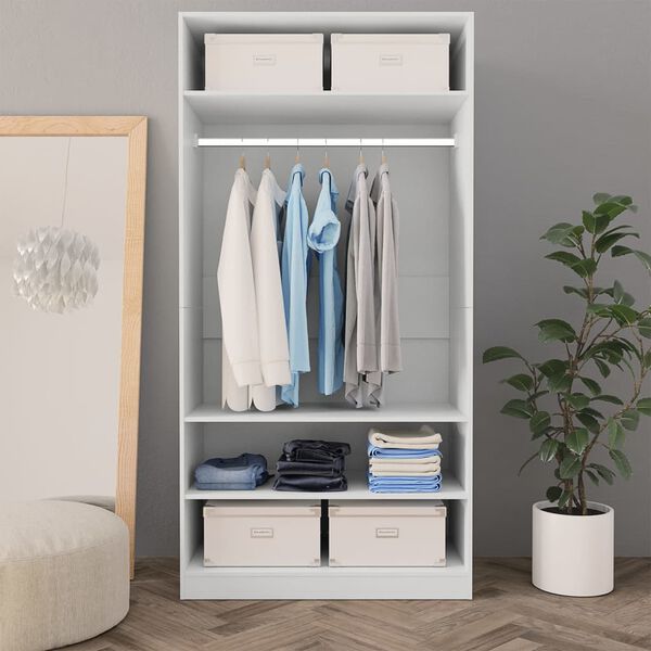vidaXL Wardrobe White Engineered Wood Compact Wardrobe Rectangular