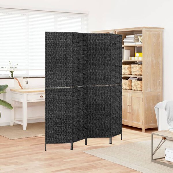 vidaXL Room Divider 4-Panel Black 64.2x70.9" Water Hyacinth