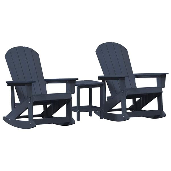 vidaXL Garden Lounge Set 3 pcs Navy Blue HDPE