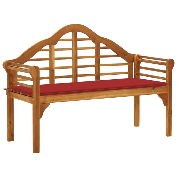 vidaXL Patio Queen Bench with Cushion 53.1" Solid Acacia Wood
