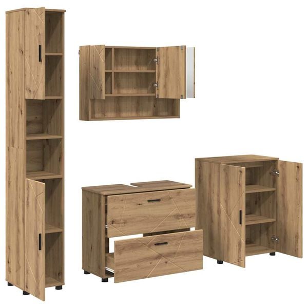 vidaXL Bathroom Furniture Set 4 pcs artisan oak Engineered wood