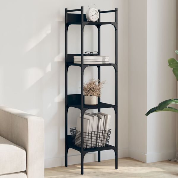 vidaXL Bookshelf Black Engineered Wood, Powder-Coated Steel