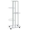 vidaXL Flower Stand White Iron Tall Rollable Flower Stand