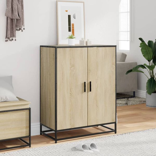 vidaXL Shoe Cabinet Sonoma Oak Engineered wood, Metal Medium