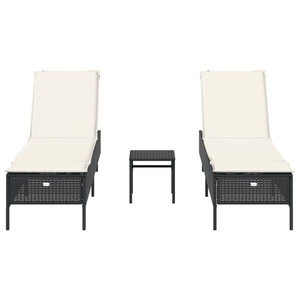 vidaXL Sun Lounger Set Black, Cream White
