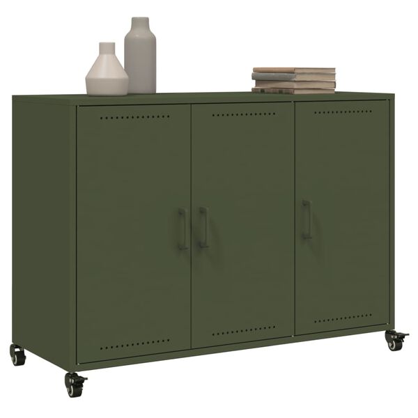 vidaXL Sideboard Olive Green 39.6"x15.4"x28.3" Steel