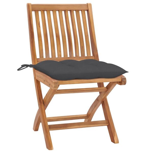 vidaXL Garden Chair Set of 8 Anthracite Teak wood, Polyester Standard