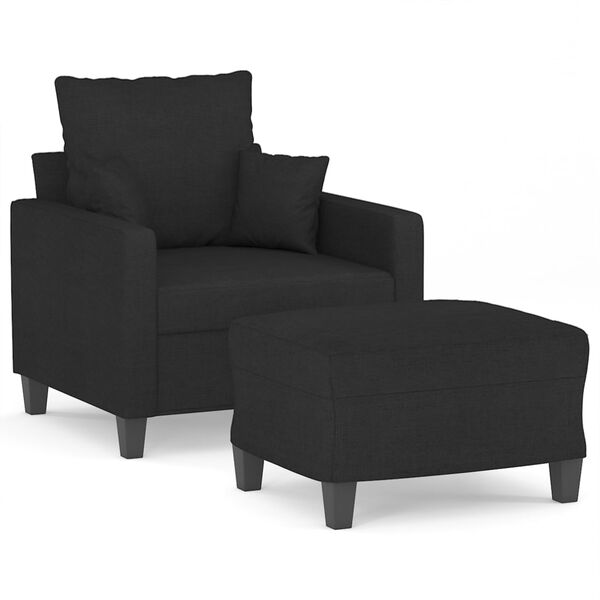 vidaXL Sofa Chair With Footstool Black