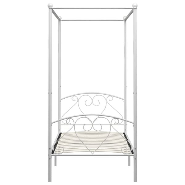 vidaXL Bed Frame White Metal Twin Durable Bed Frame Rectangular