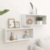 vidaXL Wall Shelf Set of 2 White Engineered wood