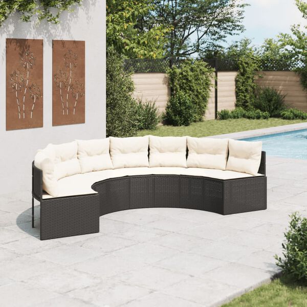 vidaXL Patio Sofa Black, Cream White