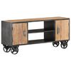 vidaXL TV Cabinet Natural wood with grey steel finish