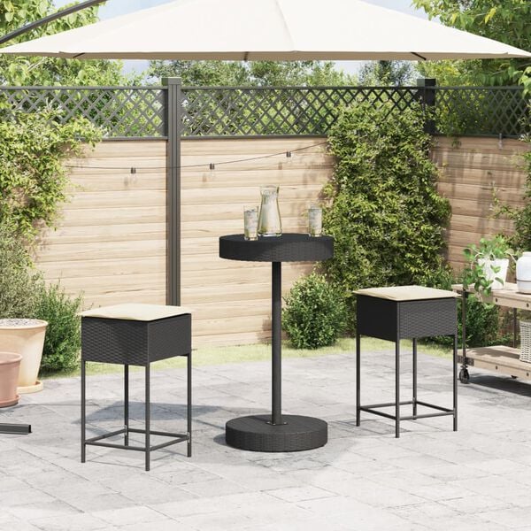 vidaXL Garden Bar Set Black, Cream White