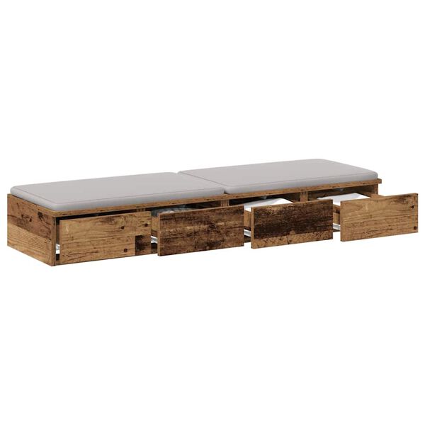 vidaXL Bed Drawers Old Wood 47.24 x 14.37 x 6.50 in Engineered Wood