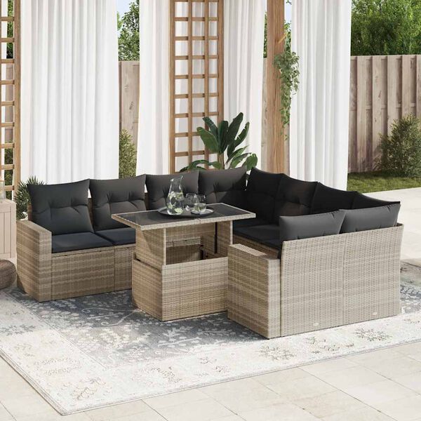 vidaXL Garden Sofa Set Light Grey
