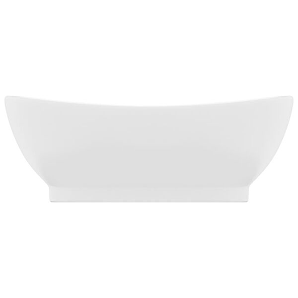 vidaXL Luxury Basin Overflow Oval Matt White 23.0x15.4" Ceramic