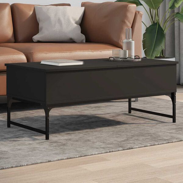 vidaXL Coffee Table Black Engineered Wood 39.4x19.7x15.7 in