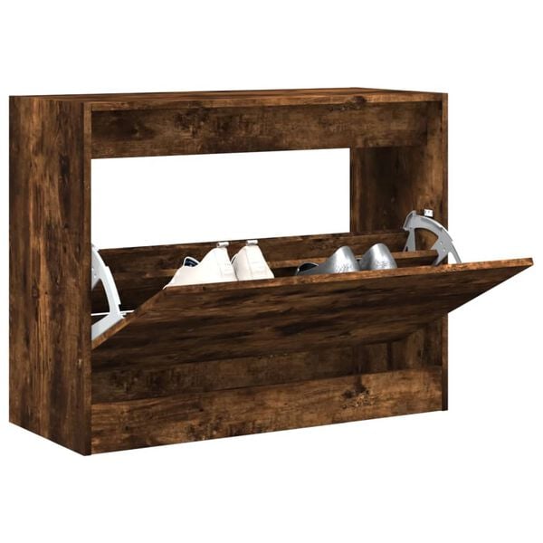 vidaXL Shoe Cabinet Smoked Oak Engineered Wood Compact