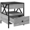 vidaXL Bedside Table Grey Sonoma Engineered wood, glass, steel