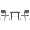 vidaXL Outdoor Dining Set Grey PE rattan, steel, solid acacia wood Medium