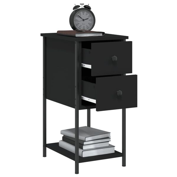 vidaXL Bedside Cabinet Black Engineered wood, iron Medium