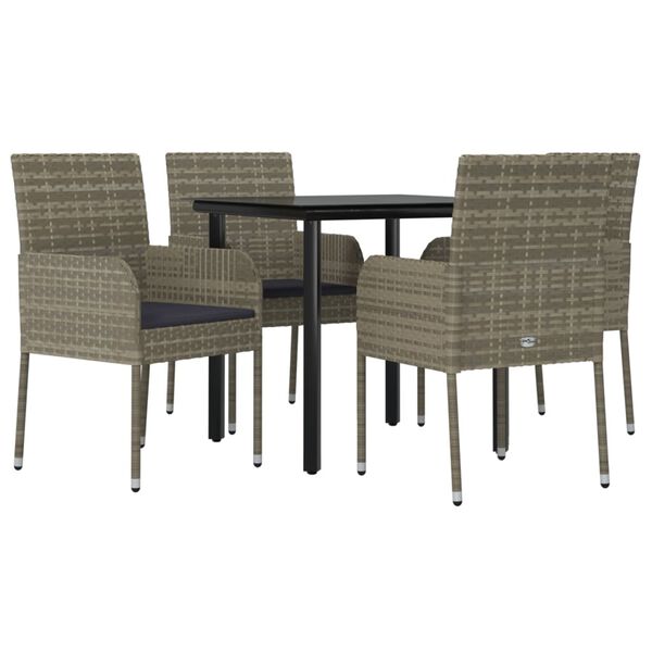 vidaXL Garden Dining Set Black and Grey