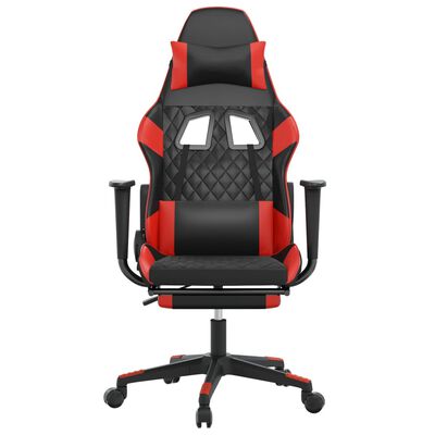 vidaXL Massage Gaming Chair with Footrest Black&Red Faux Leather