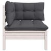 vidaXL Garden Lounge Set White, Charcoal Solid pinewood, 100% polyester