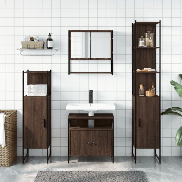 vidaXL Bathroom Furniture Set Brown Oak