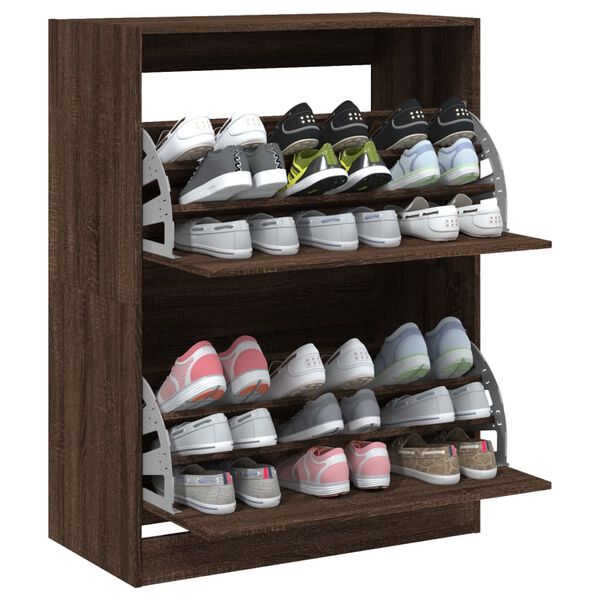 vidaXL Shoe Cabinet Brown Oak Engineered Wood Tall Shoe Cabinet