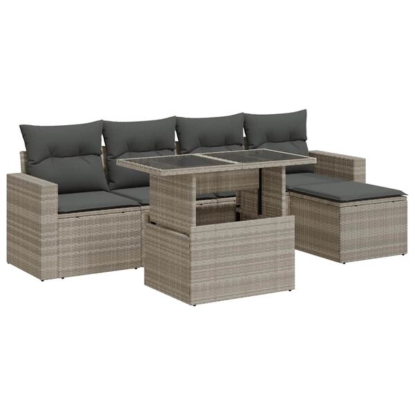 vidaXL Garden Sofa Set Light Grey