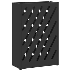 vidaXL Umbrella Stand with Storage Black 11.02 x 4.72 x 16.14 in Steel