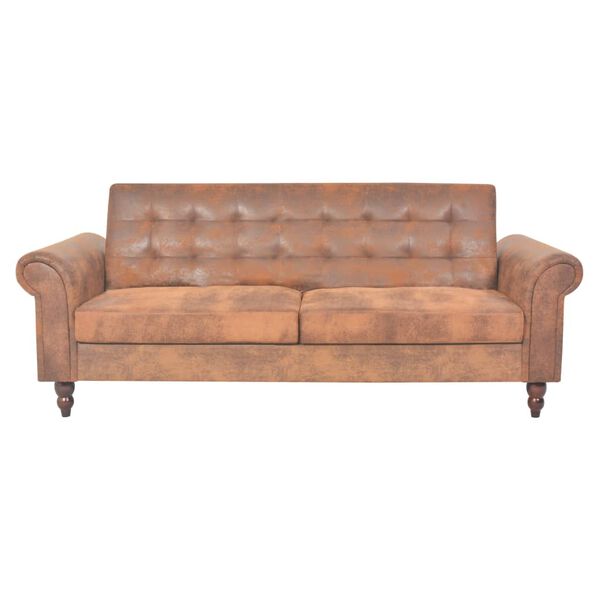 vidaXL 2-seater Sofa Brown Wooden frame, artificial suede Standard