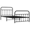 vidaXL Bed Frame Black Powder-Coated Steel Twin Bed Frame Rectangular