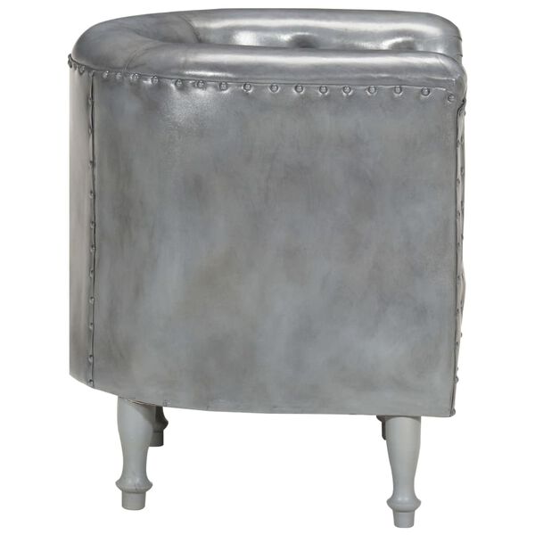 vidaXL Tub Chair Gray Real Leather