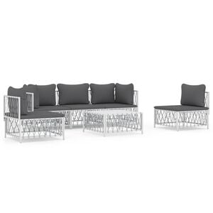 vidaXL Garden Lounge Set White with Dark Grey Cushions