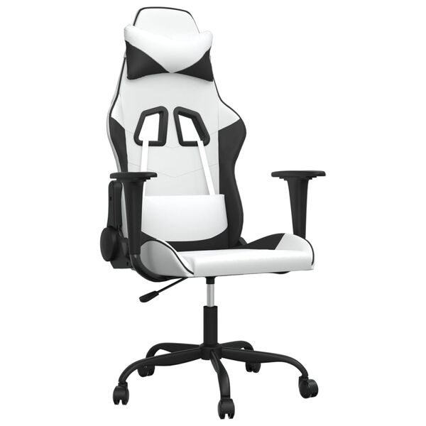 vidaXL Gaming Chair White and Black Faux leather, metal, plywood
