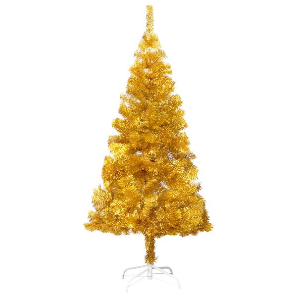 vidaXL Artificial Pre-lit Christmas Tree with Ball Set Gold 47.2" PET