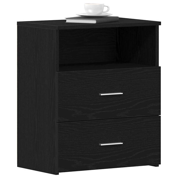 vidaXL Nightstand Black Oak 19.69 x 12.60 x 23.62 in Engineered Wood