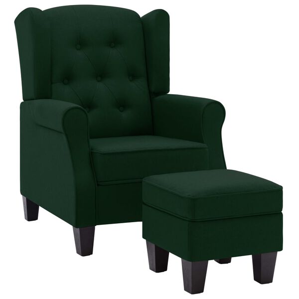 vidaXL Armchair Dark Green Fabric (100% polyester), Plywood, Plastic