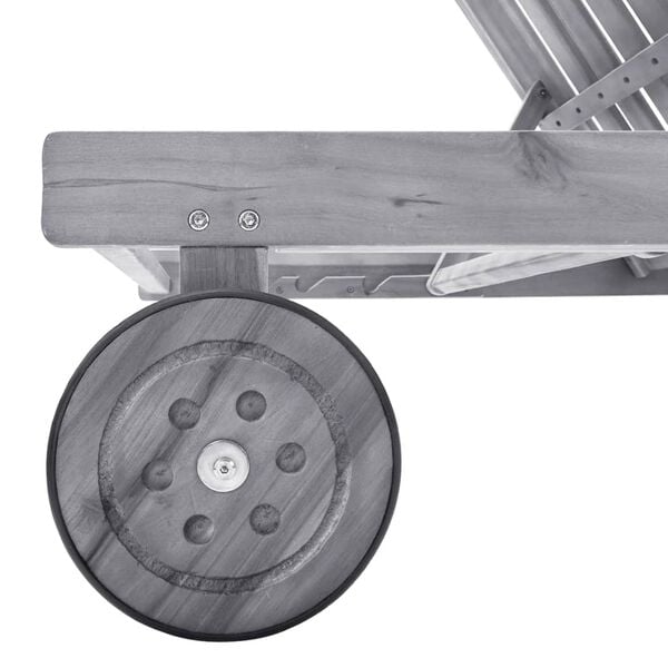 vidaXL Sunlounger Grey Solid Acacia wood Standard Height-Adjustable