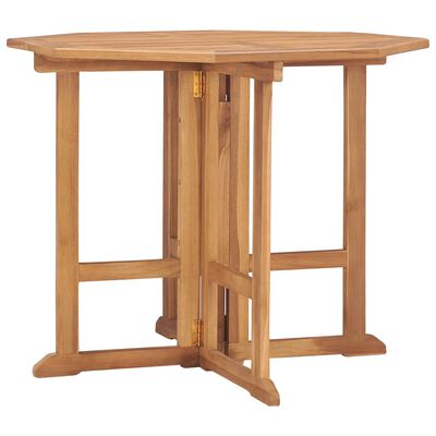 vidaXL Folding Patio Dining Table 35.4"x35.4"x29.5" Solid Teak Wood