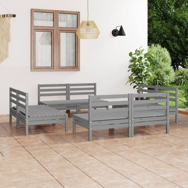 vidaXL Garden Lounge Set Gray Solid pinewood Medium Modular