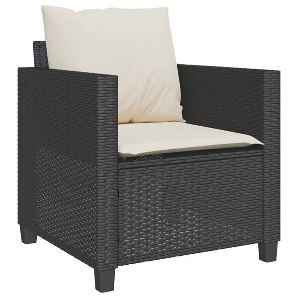 vidaXL 3 Piece Bistro Set with Cushions Black Poly Rattan
